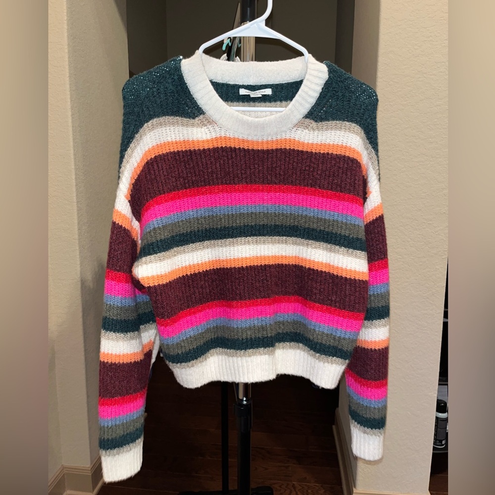 american eagle cropped multicolored sweater